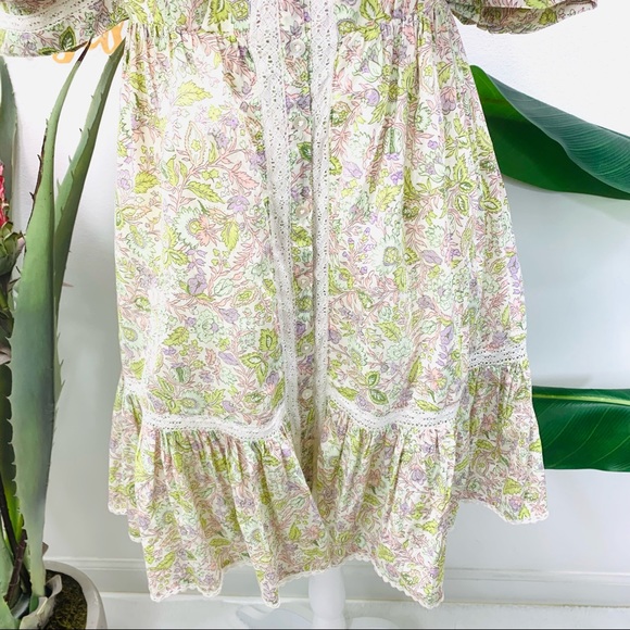 LOVE THE LABEL Square Neck Puff Sleeve Floral Mini Dress Size Large NWT - Picture 7 of 16